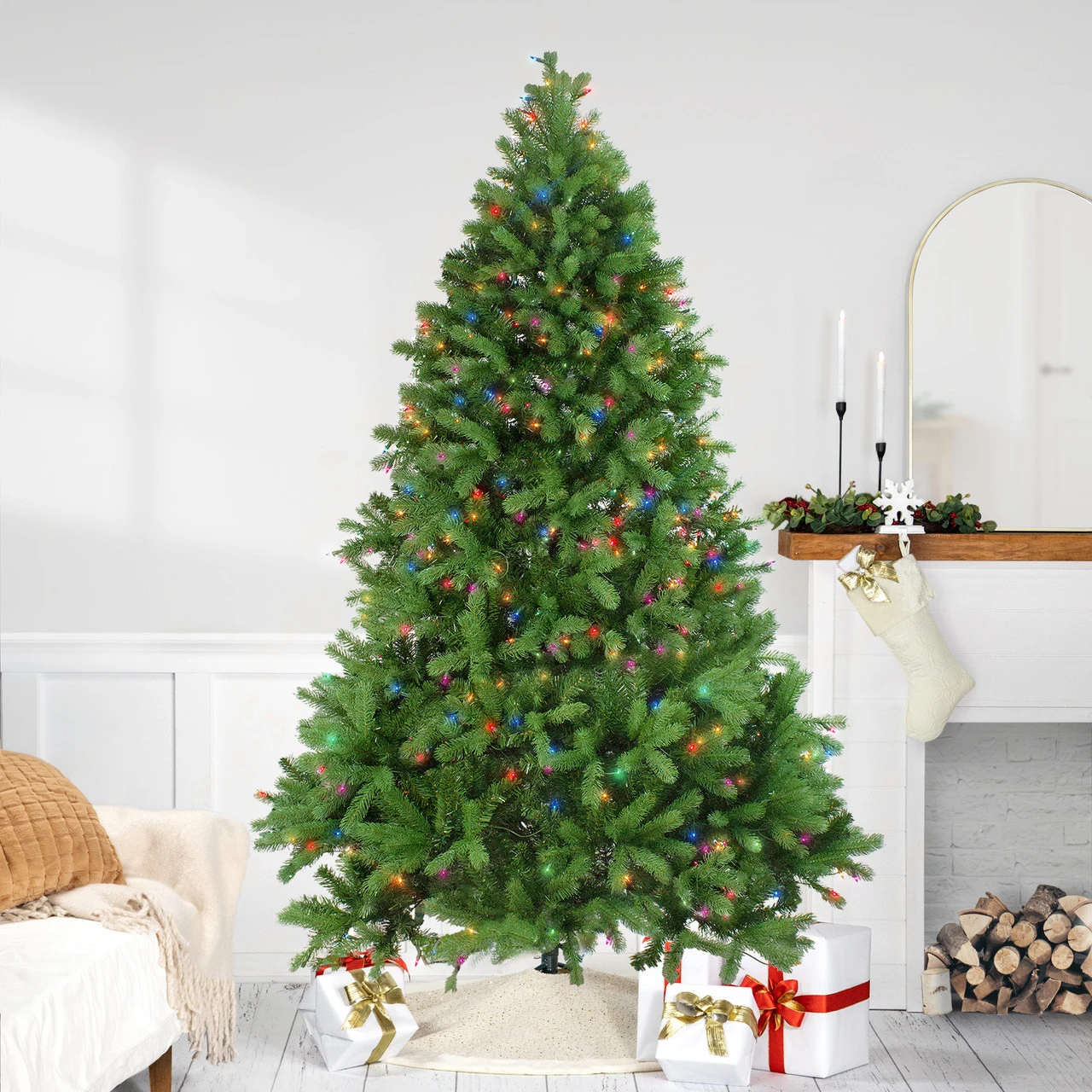7.5' Pre-Lit Noble Fir Full Artificial Christmas Tree - Multi-Color Lights 3 7.5' Pre-Lit Noble Fir Full Artificial Christmas Tree - Multi-Color Lights