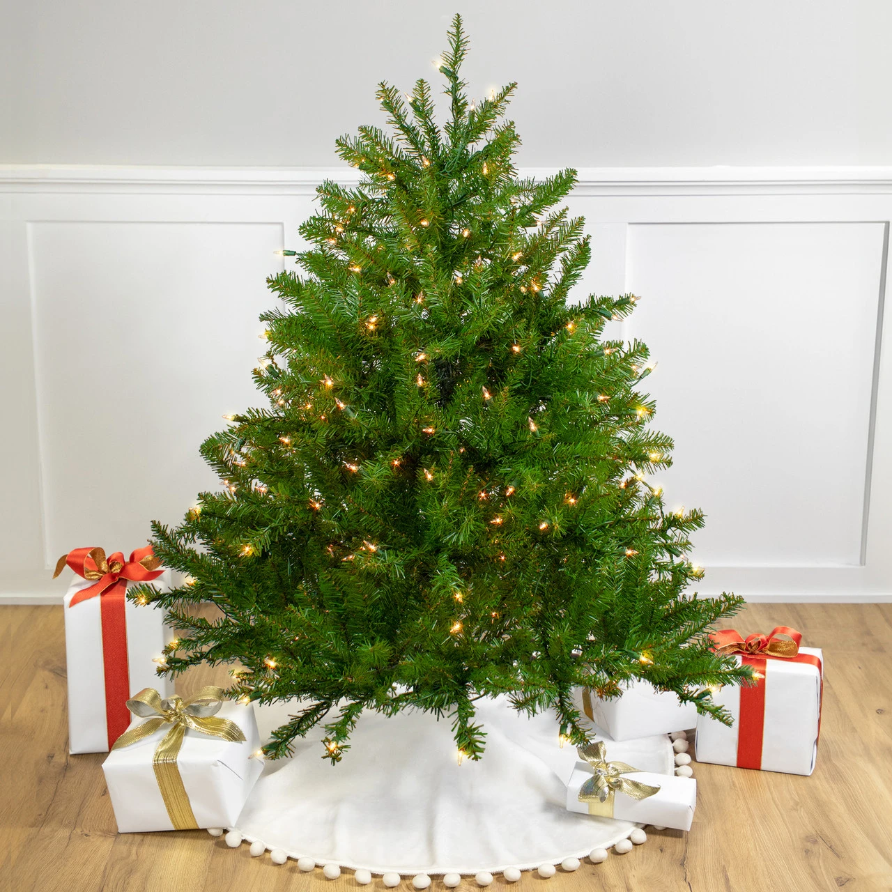 4' Pre-Lit Full Northern Pine Artificial Christmas Tree, Clear Lights 3 4' Pre-Lit Full Northern Pine Artificial Christmas Tree, Clear Lights