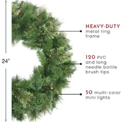 Pre-Lit Mixed Cashmere Pine Artificial Christmas Wreath - 24-Inch, Multi Lights -Christmas Decoration Store northlight z84474 thumbnail 15962.1667592792