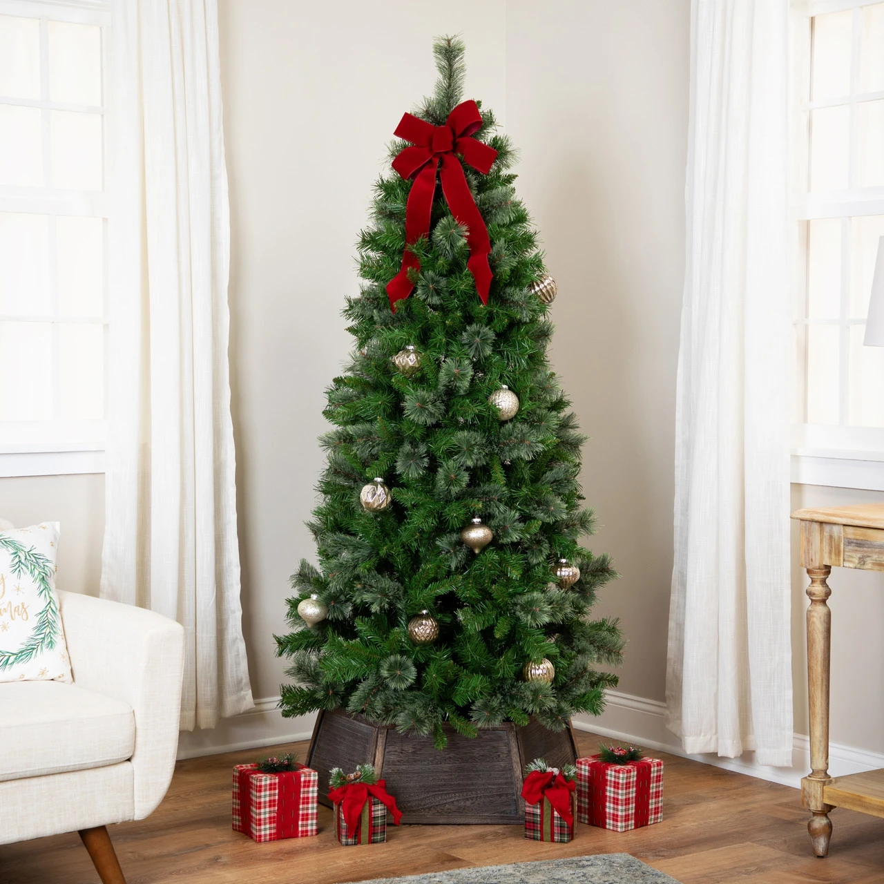 6.5' Medium Mixed Cashmere Pine Artificial Christmas Tree - Unlit 3 6.5' Medium Mixed Cashmere Pine Artificial Christmas Tree - Unlit