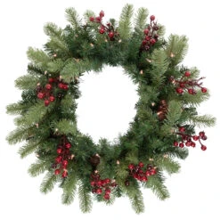 Pre-lit Noble Fir With Red Berries And Pine Cones Artificial Christmas Wreath - 24" - Clear Lights 8 Pre-lit Noble Fir With Red Berries And Pine Cones Artificial Christmas Wreath - 24" - Clear Lights -Christmas Decoration Store northlight z85340 styled 89279.1667643621