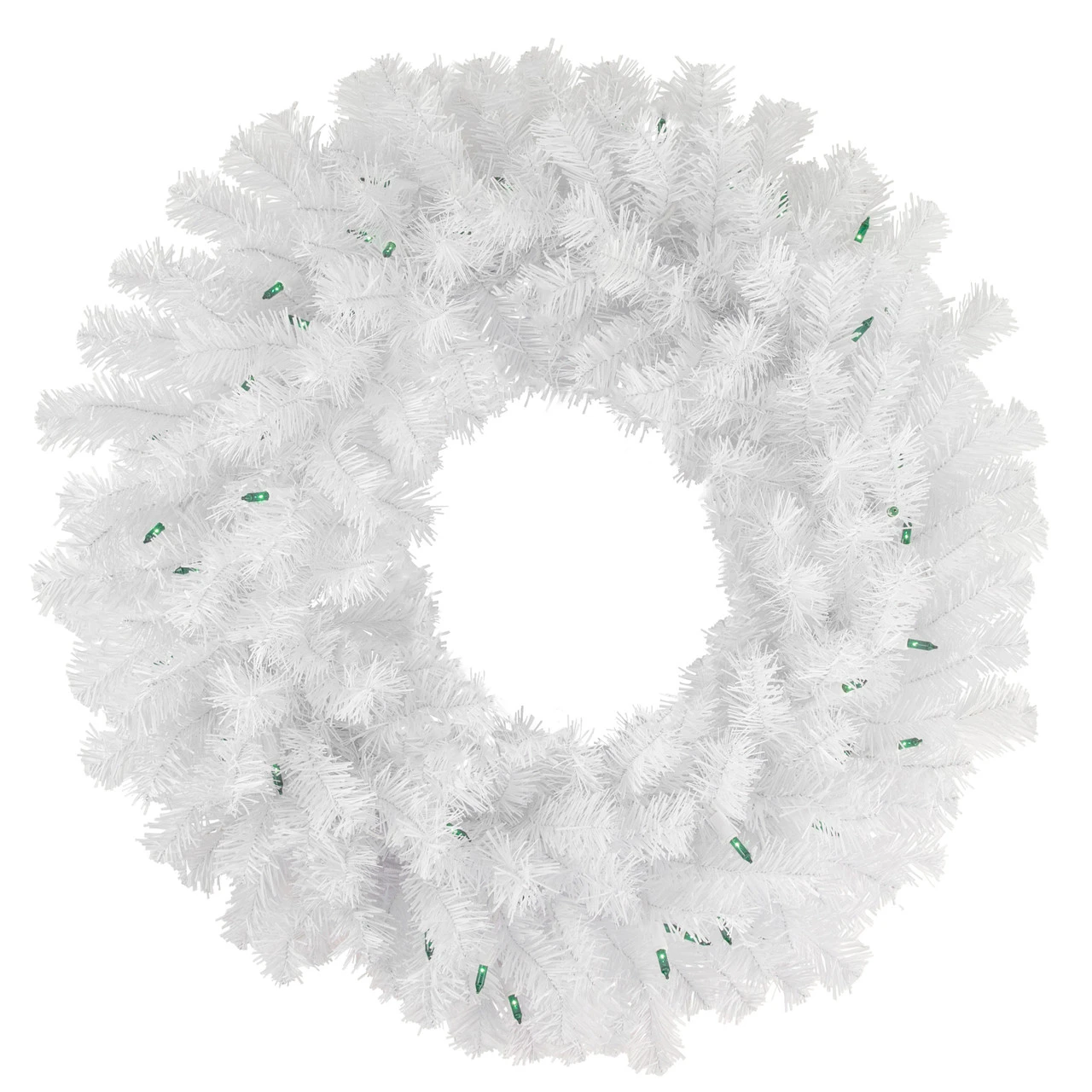 Pre-Lit Geneva White Spruce Artificial Christmas Wreath, 24-Inch, Green Lights 3 Pre-Lit Geneva White Spruce Artificial Christmas Wreath, 24-Inch, Green Lights