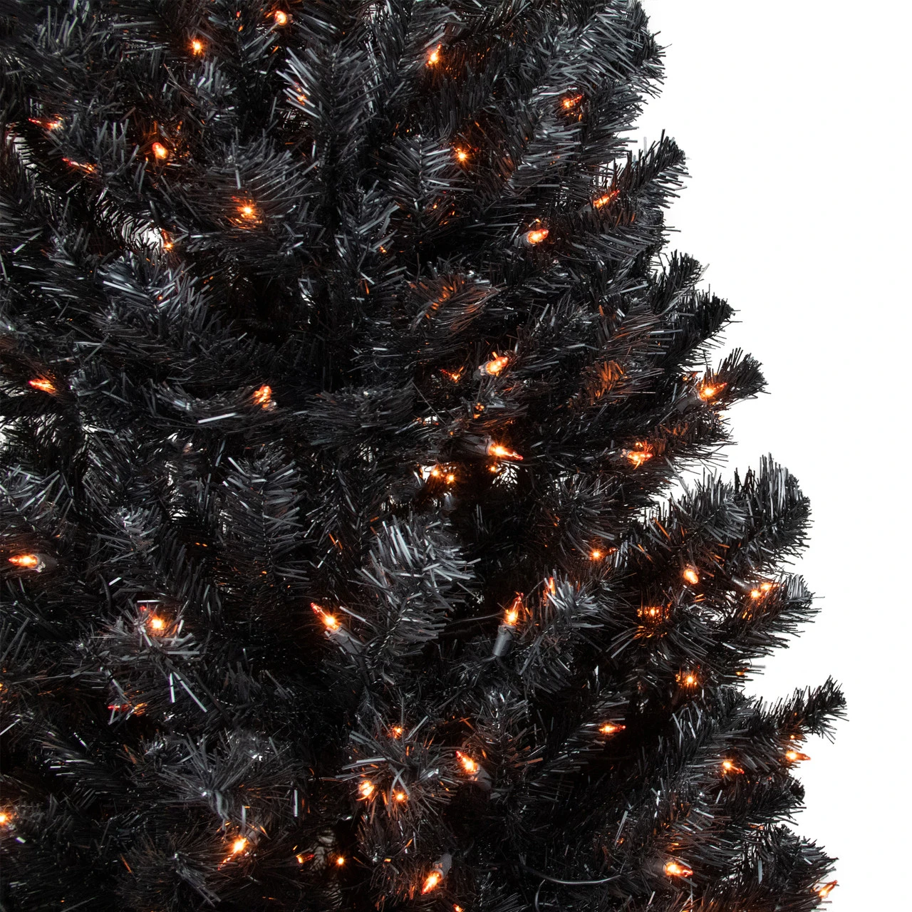 6ft Pre-Lit Black Noble Spruce Artificial Halloween Tree, Orange Lights 6 6ft Pre-Lit Black Noble Spruce Artificial Halloween Tree, Orange Lights - Image 4