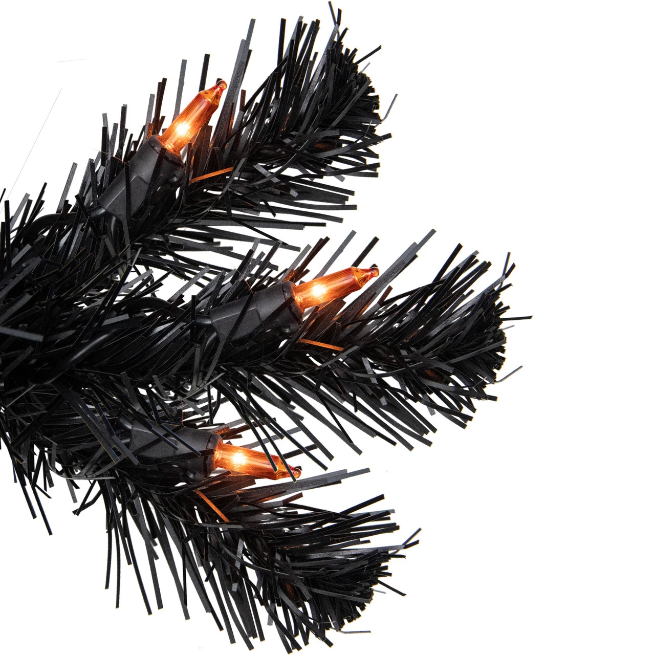 6ft Pre-Lit Black Noble Spruce Artificial Halloween Tree, Orange Lights 7 6ft Pre-Lit Black Noble Spruce Artificial Halloween Tree, Orange Lights - Image 5