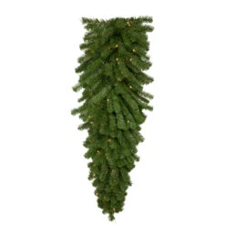 54" Pre-Lit Deluxe Dorchester Pine Artificial Christmas Teardrop Swag, Clear Lights