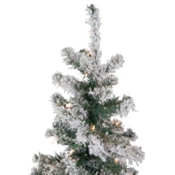 6' Pre-Lit Slim Flocked Pine Artificial Christmas Tree, Clear Lights -Christmas Decoration Store northlight z92856 3 24640.1667490914