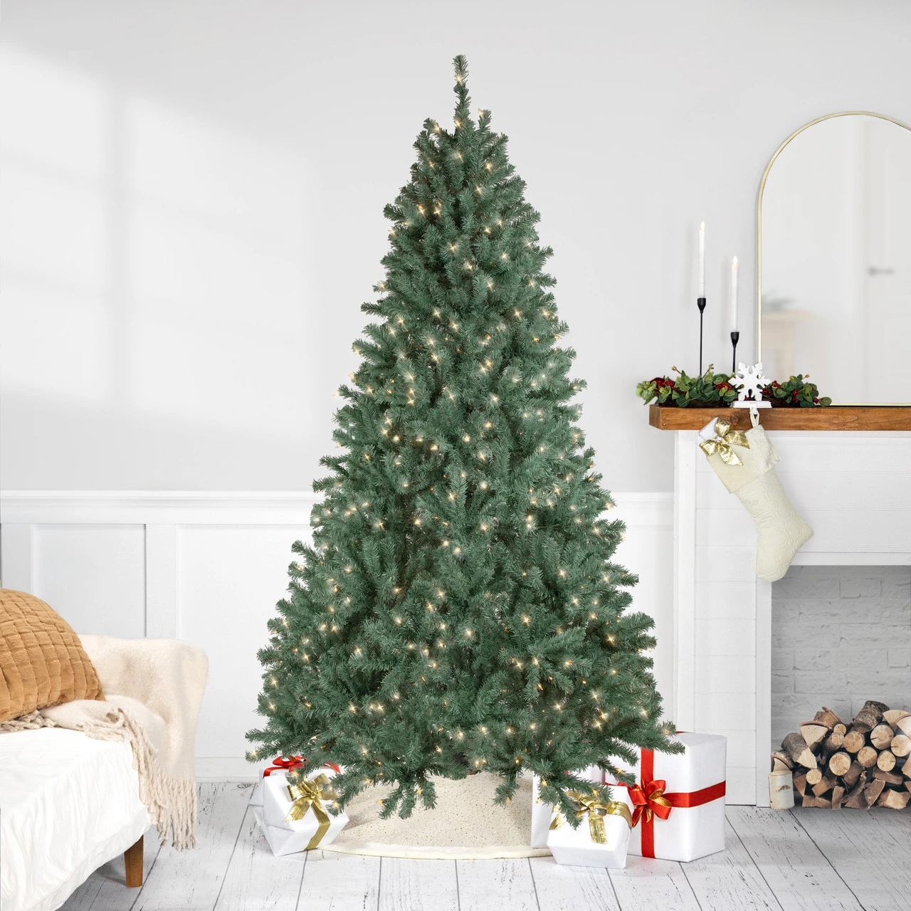 7.5' Pre-Lit Colorado Blue Spruce Artificial Christmas Tree, Clear Lights 3 7.5' Pre-Lit Colorado Blue Spruce Artificial Christmas Tree, Clear Lights