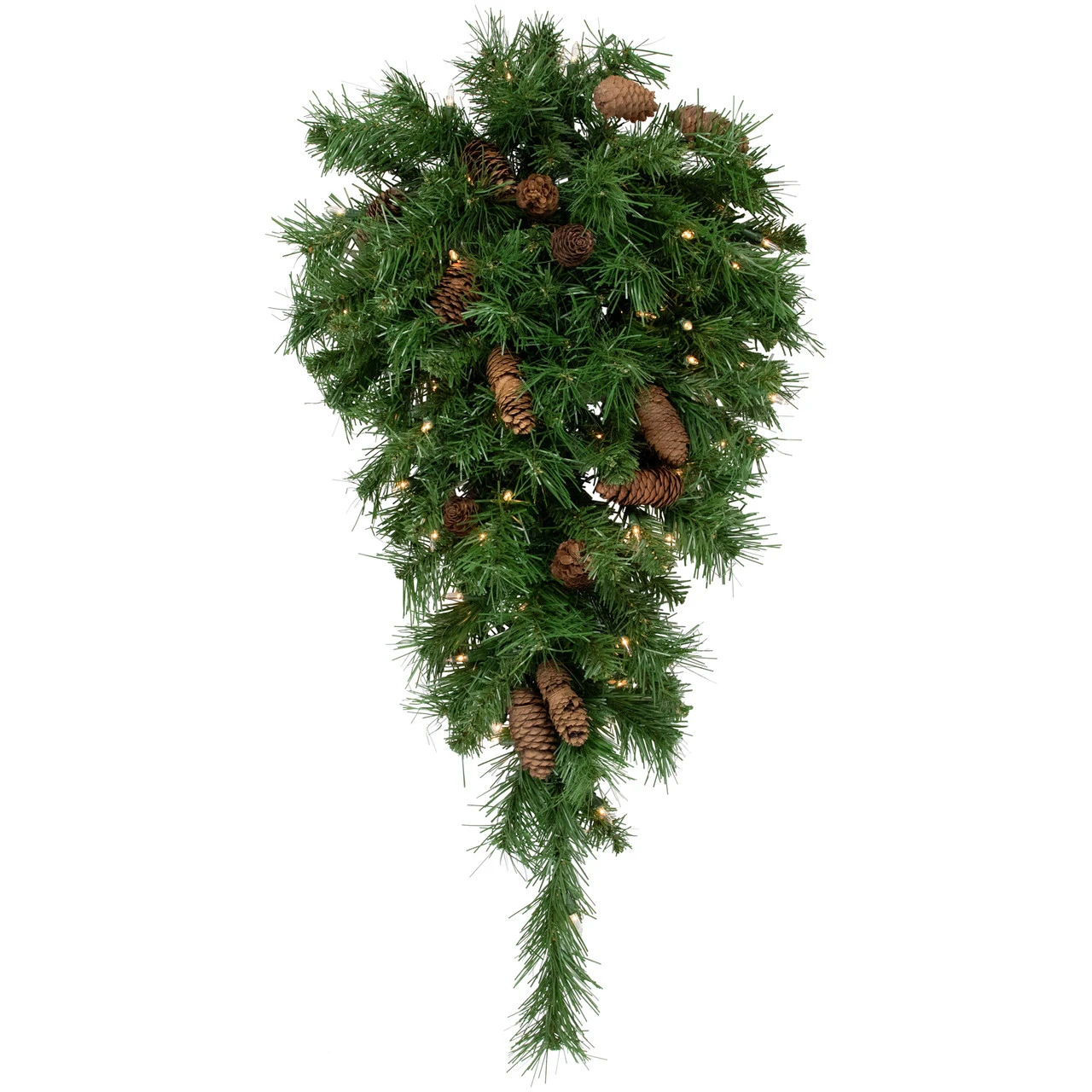 30" Pre-Lit Dakota Red Pine Artificial Christmas Teardrop Swag, Clear Dura Lights 3 30" Pre-Lit Dakota Red Pine Artificial Christmas Teardrop Swag, Clear Dura Lights