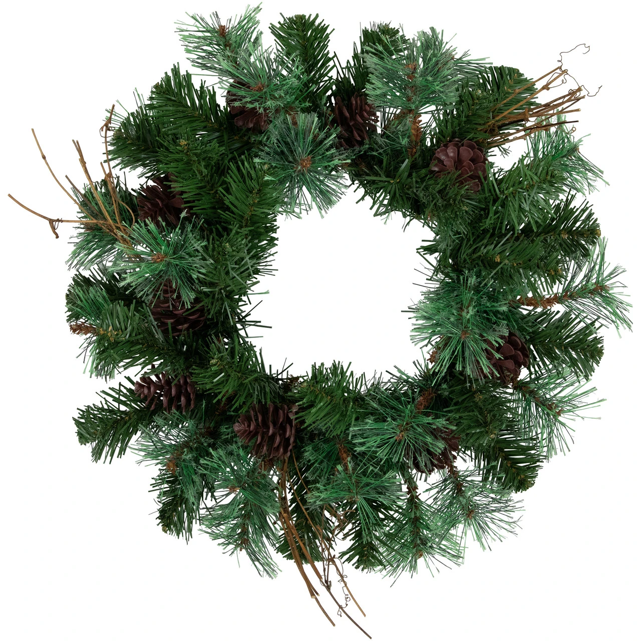 24" Country Mixed Pine Artificial Christmas Wreath - Unlit 3 24" Country Mixed Pine Artificial Christmas Wreath - Unlit
