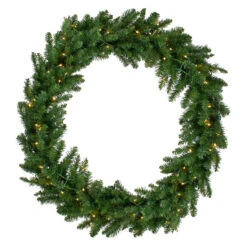 LED Lighted Buffalo Fir Artificial Christmas Wreath - 48-Inch, Warm White Lights