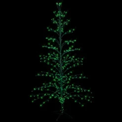 9' Black Pre-Lit Artificial Cascade Twig Christmas Tree - Green Lights