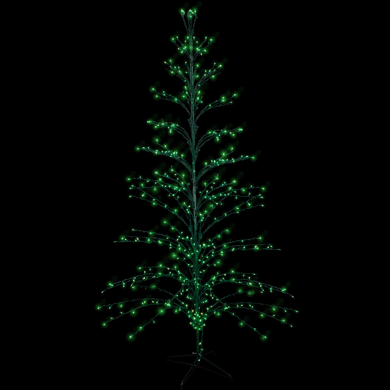 9' Black Pre-Lit Artificial Cascade Twig Christmas Tree - Green Lights 3 9' Black Pre-Lit Artificial Cascade Twig Christmas Tree - Green Lights