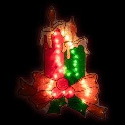 17" Lighted Holographic Candle Christmas Window Silhouette Decoration