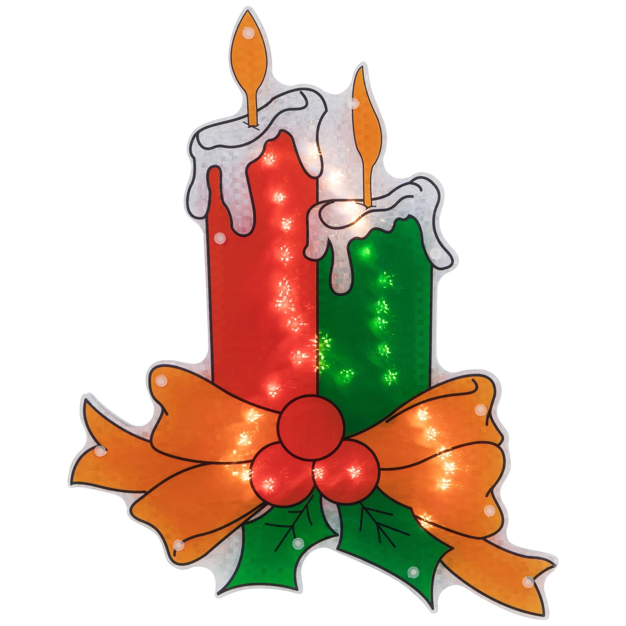 17" Lighted Holographic Candle Christmas Window Silhouette Decoration 4 17" Lighted Holographic Candle Christmas Window Silhouette Decoration - Image 2