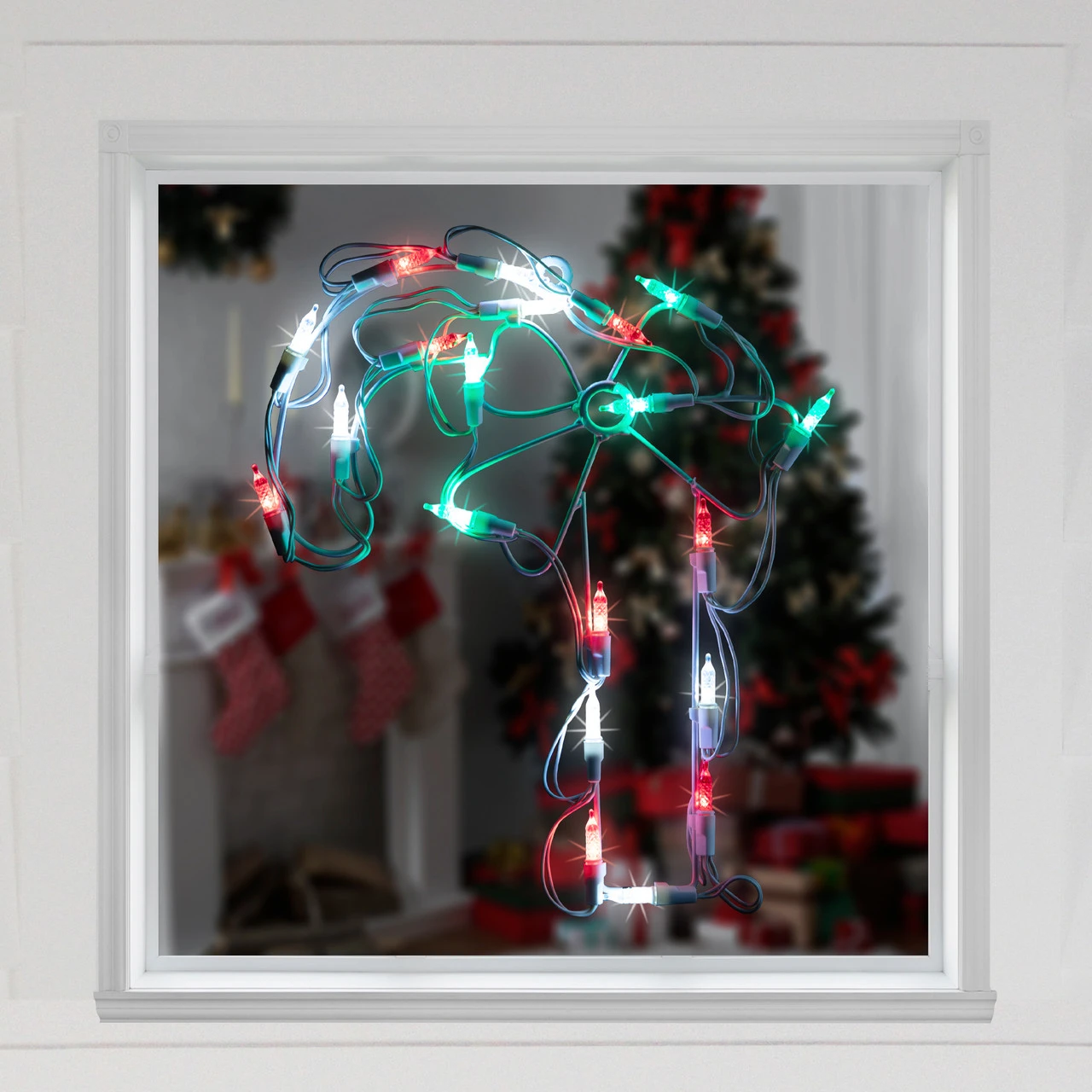 12" Battery Operated LED Candy Cane Christmas Window Silhouette Decoration 5 12" Battery Operated LED Candy Cane Christmas Window Silhouette Decoration - Image 3