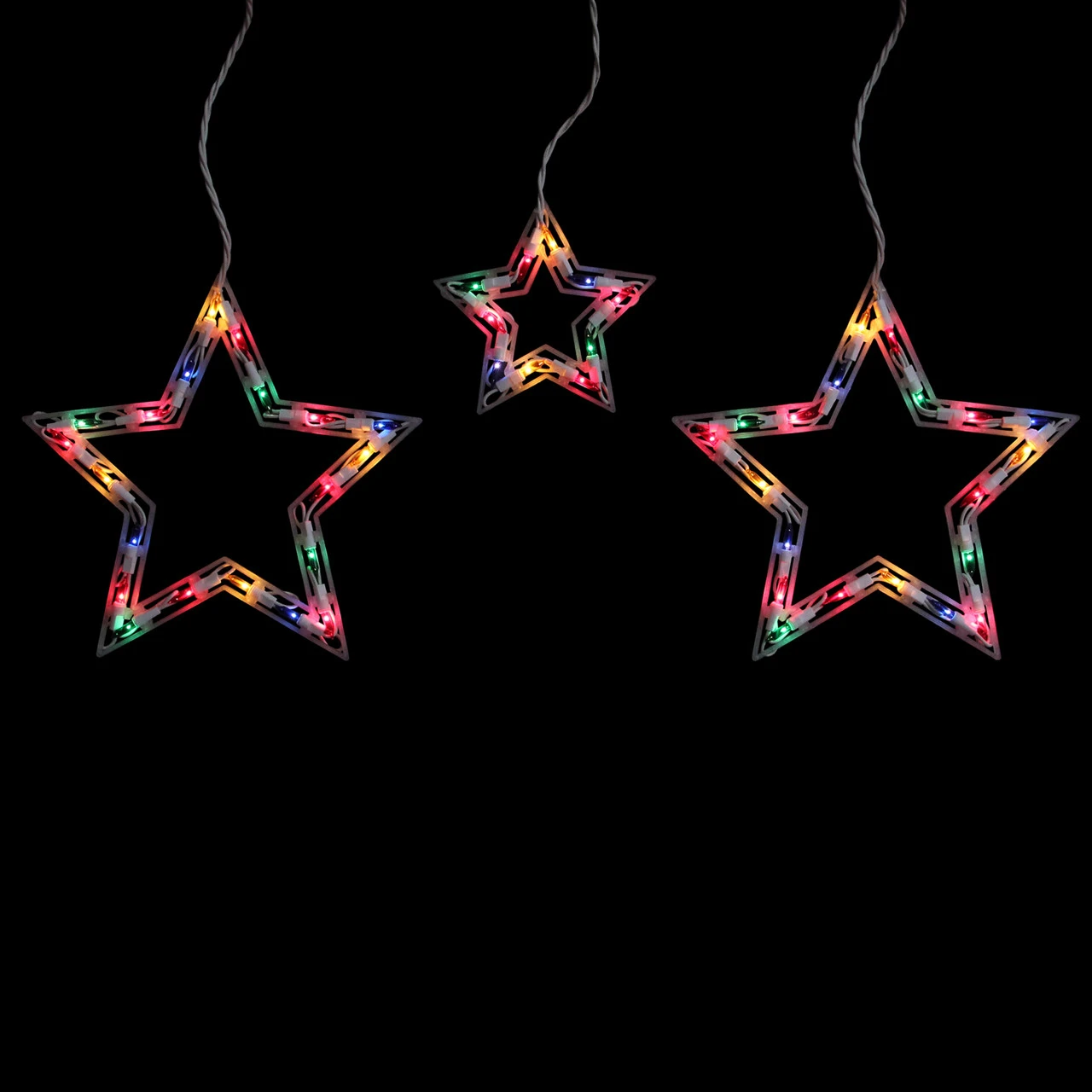 100-Count Multi-Color Star Shaped Mini Icicle Christmas Lights, 7ft White Wire 3 100-Count Multi-Color Star Shaped Mini Icicle Christmas Lights, 7ft White Wire