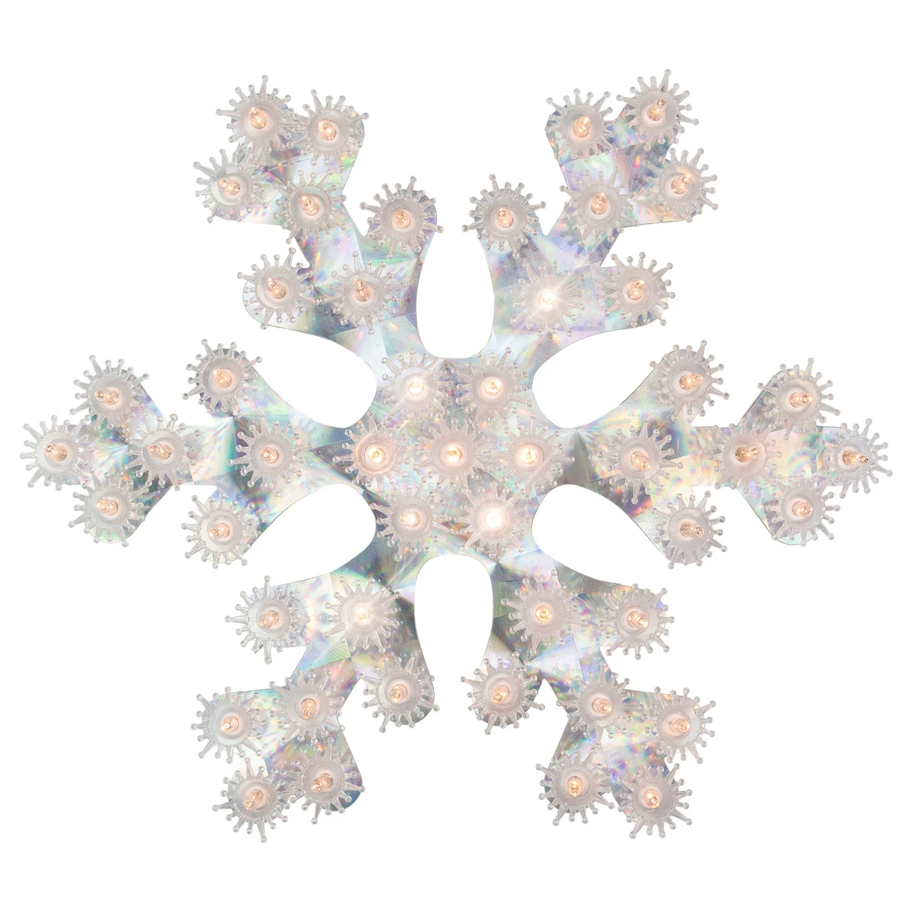 12" Lighted Holographic Snowflake Christmas Window Decoration 3 12" Lighted Holographic Snowflake Christmas Window Decoration
