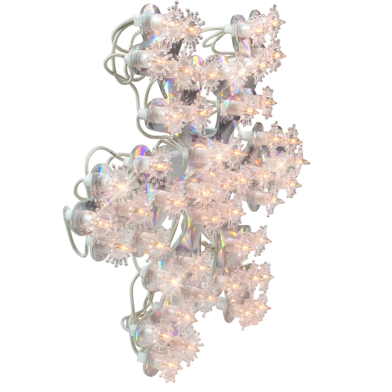 12" Lighted Holographic Snowflake Christmas Window Decoration 6 12" Lighted Holographic Snowflake Christmas Window Decoration - Image 4