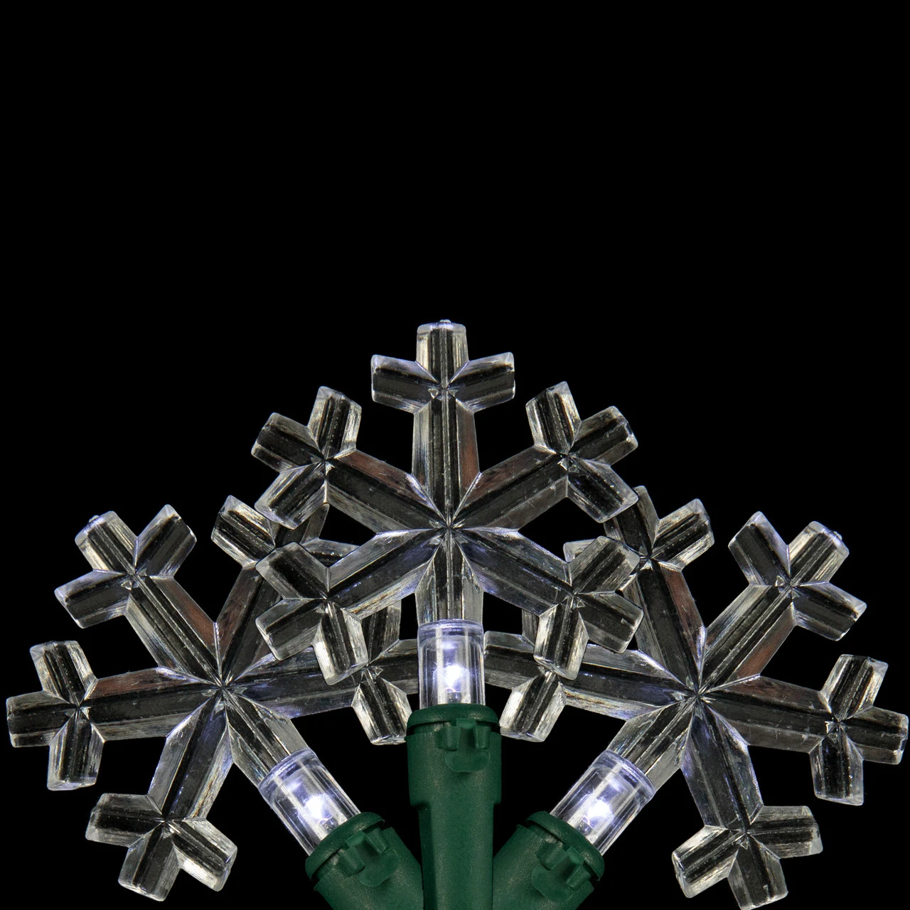 20-Count Pure White LED Snowflake Christmas Light Set, 4.5ft Green Wire 3 20-Count Pure White LED Snowflake Christmas Light Set, 4.5ft Green Wire