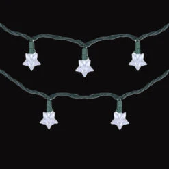 10-Count Pure White LED Star Christmas Light Set, 4ft Green Wire