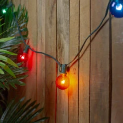 10 Multi-Color Transparent G40 Globe Christmas Lights - 9' Green Wire