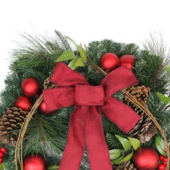 Red Berries And Ball Ornaments Artificial Christmas Wreath With Ribbon - 24-Inch, Unlit 8 Red Berries And Ball Ornaments Artificial Christmas Wreath With Ribbon - 24-Inch, Unlit -Christmas Decoration Store northlightkji82585 54114.1667659834