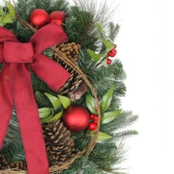 Red Berries And Ball Ornaments Artificial Christmas Wreath With Ribbon - 24-Inch, Unlit 9 Red Berries And Ball Ornaments Artificial Christmas Wreath With Ribbon - 24-Inch, Unlit -Christmas Decoration Store northlightkji82585b 79822.1667659834