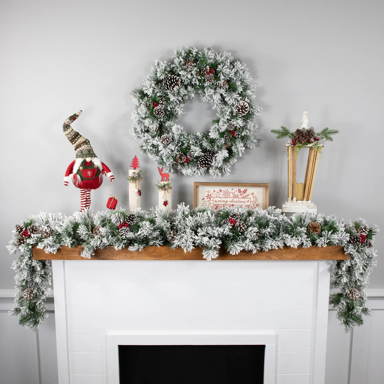 24" Snowy Flocked Angel Pine With Pine Cones Artificial Christmas Wreath - Unlit 4 24" Snowy Flocked Angel Pine With Pine Cones Artificial Christmas Wreath - Unlit - Image 2
