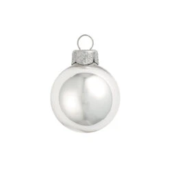 28ct Silver Shiny Glass Christmas Ball Ornaments 2" (50mm)