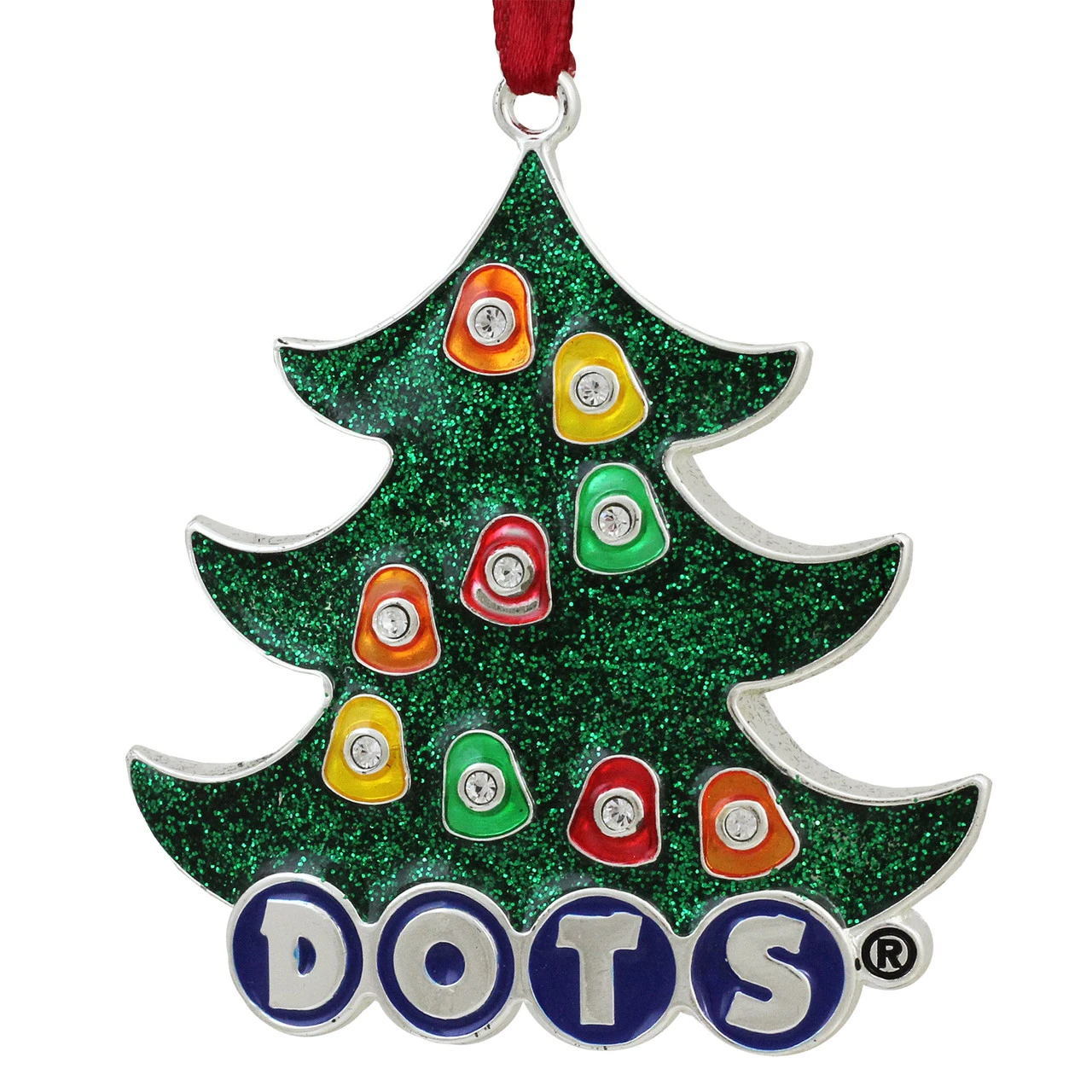 3" Silver Plated DOTS Candy Logo Christmas Tree Ornament With European Crystals 4 3" Silver Plated DOTS Candy Logo Christmas Tree Ornament With European Crystals - Image 2