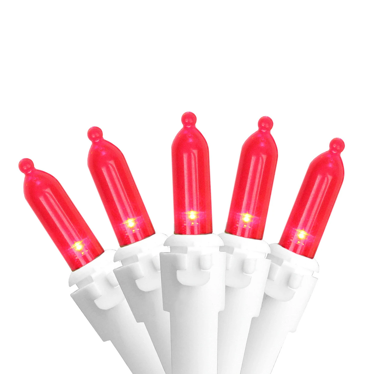 50 Red LED Mini Christmas Lights - 16.25 Ft White Wire 3 50 Red LED Mini Christmas Lights - 16.25 Ft White Wire