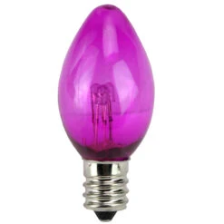 Pack 25 Commercial Transparent Purple 3-LED C7 Replacement Christmas Light Bulbs