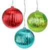 Set Of 3 Lighted Multi-Color Mercury Glass Finish Ribbed Ball Christmas Ornaments - Clear Lights 2 Set Of 3 Lighted Multi-Color Mercury Glass Finish Ribbed Ball Christmas Ornaments - Clear Lights -Christmas Decoration Store penn2030 379 066 1 40593.1667662690