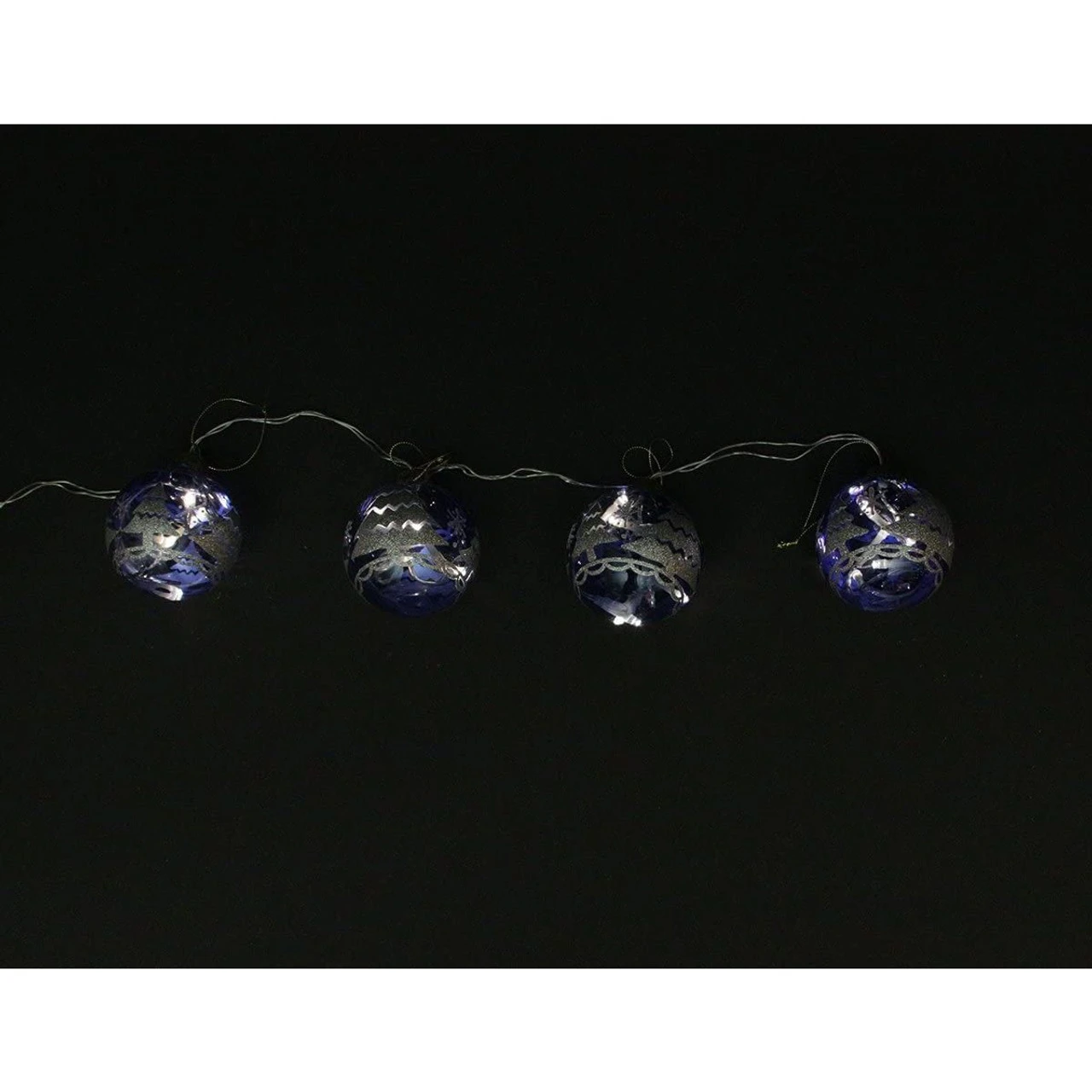 4ct Blue Glass 2-Finish LED Lighted Christmas Ball Ornaments 3.25" (80mm) 4 4ct Blue Glass 2-Finish LED Lighted Christmas Ball Ornaments 3.25" (80mm) - Image 2