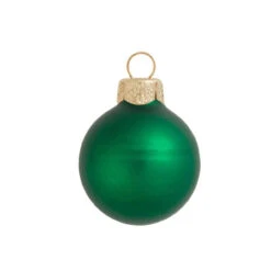 8ct Green Matte Glass Christmas Ball Ornaments 3.25" (80mm)
