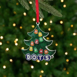3" Silver Plated DOTS Candy Logo Christmas Tree Ornament With European Crystals