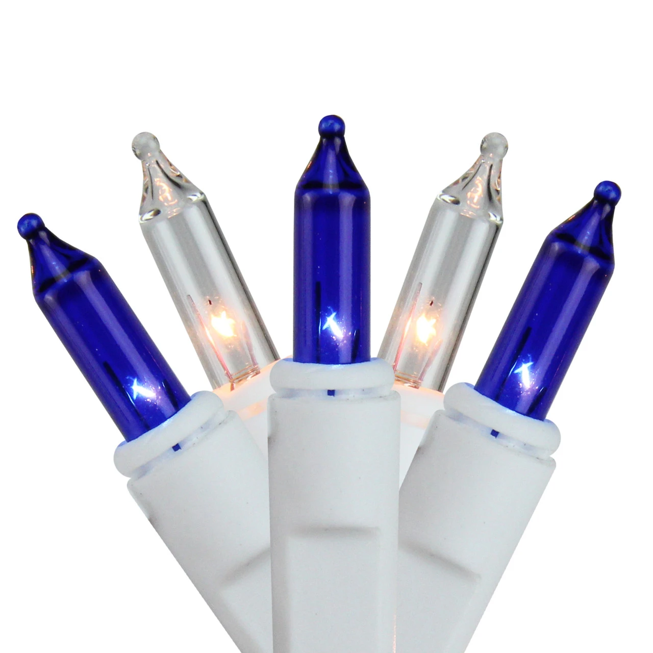 Set Of 150 Blue And Clear Mini Swag Christmas Lights - 7.5 Ft White Wire 4 Set Of 150 Blue And Clear Mini Swag Christmas Lights - 7.5 Ft White Wire - Image 2