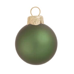 28ct Shale Green Matte Glass Christmas Ball Ornaments 2" (50mm)