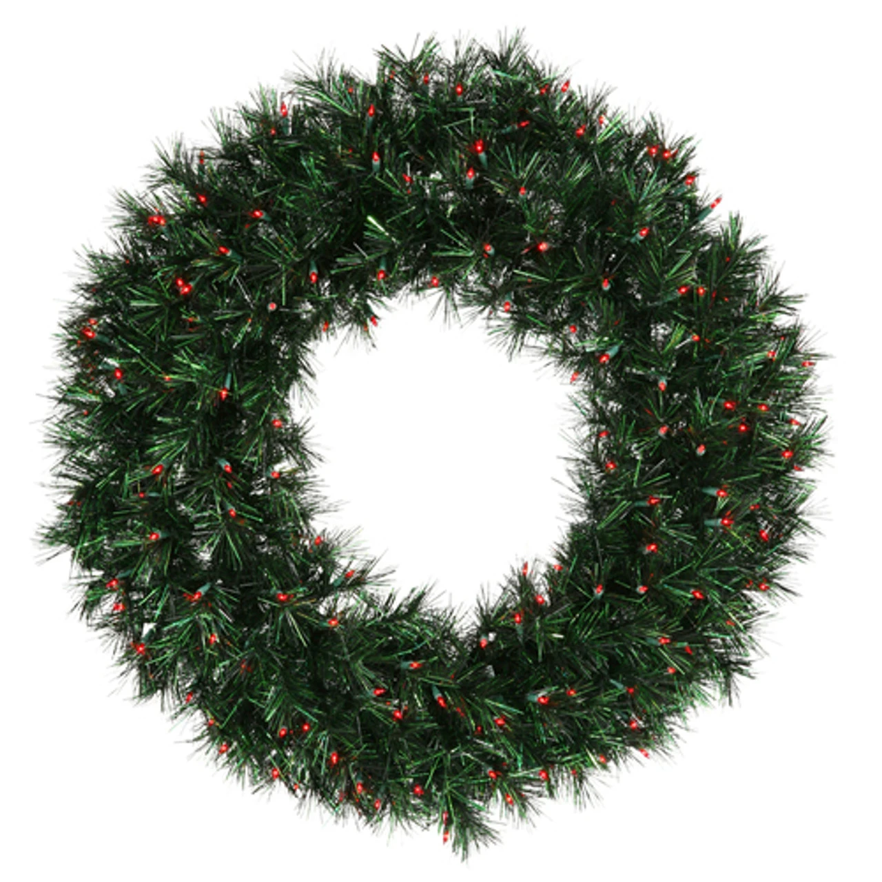 Pre-Lit Midnight Green Artificial Christmas Wreath - 48-Inch, Red Lights 3 Pre-Lit Midnight Green Artificial Christmas Wreath - 48-Inch, Red Lights