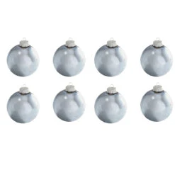 8ct Sky Blue Shiny Glass Christmas Ball Ornaments 3.25" (80mm)
