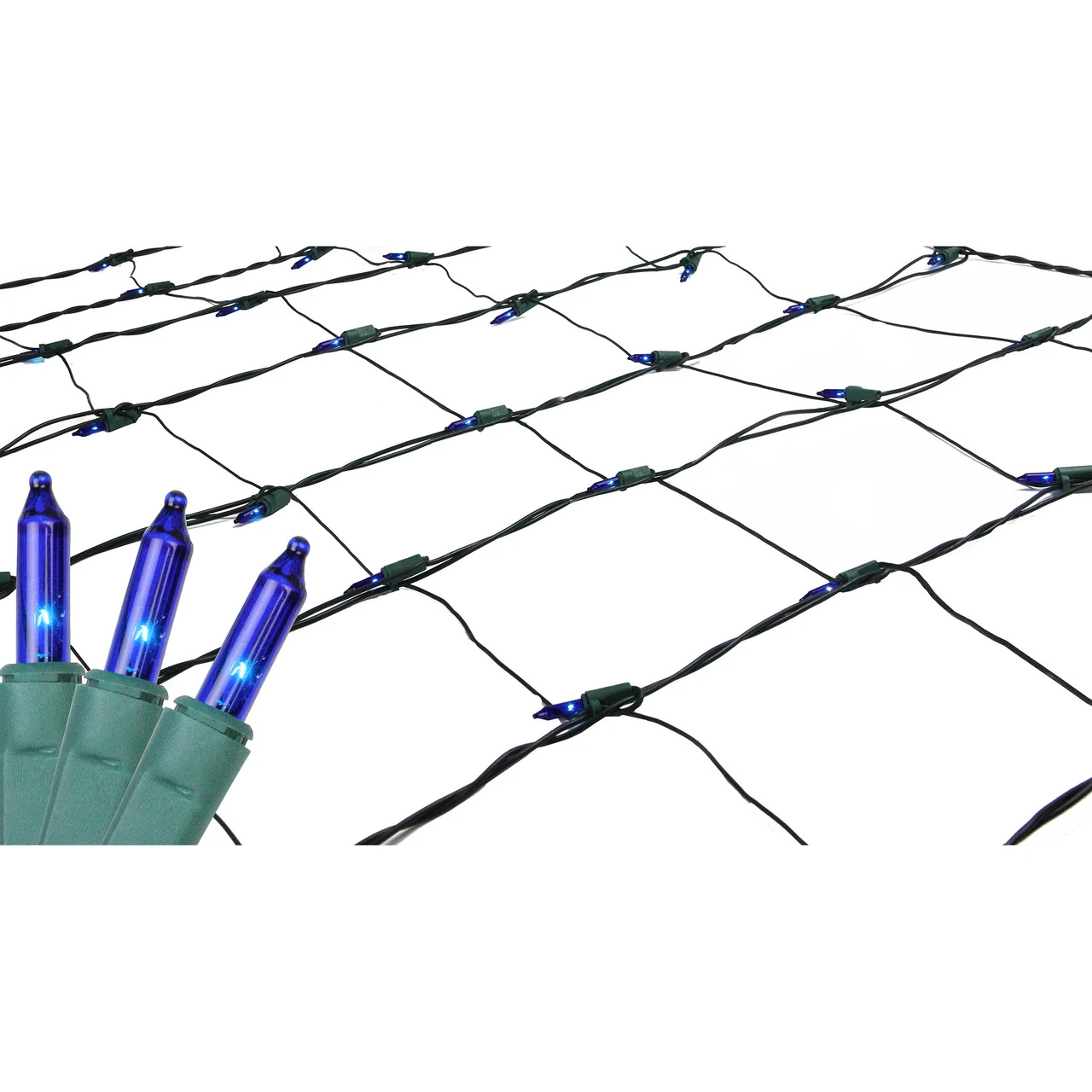 4' X 6' Blue Mini Net Style Christmas Lights, Green Wire 4 4' X 6' Blue Mini Net Style Christmas Lights, Green Wire - Image 2