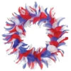 Pack Of 6 Red White And Blue Patriotic Decorative Party Feather Wreath 12"