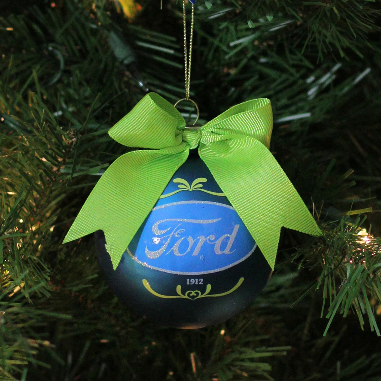 Set Of 3 Blue Ford Logo Collectible Glass Christmas Ball Ornaments 3" 4 Set Of 3 Blue Ford Logo Collectible Glass Christmas Ball Ornaments 3" - Image 2