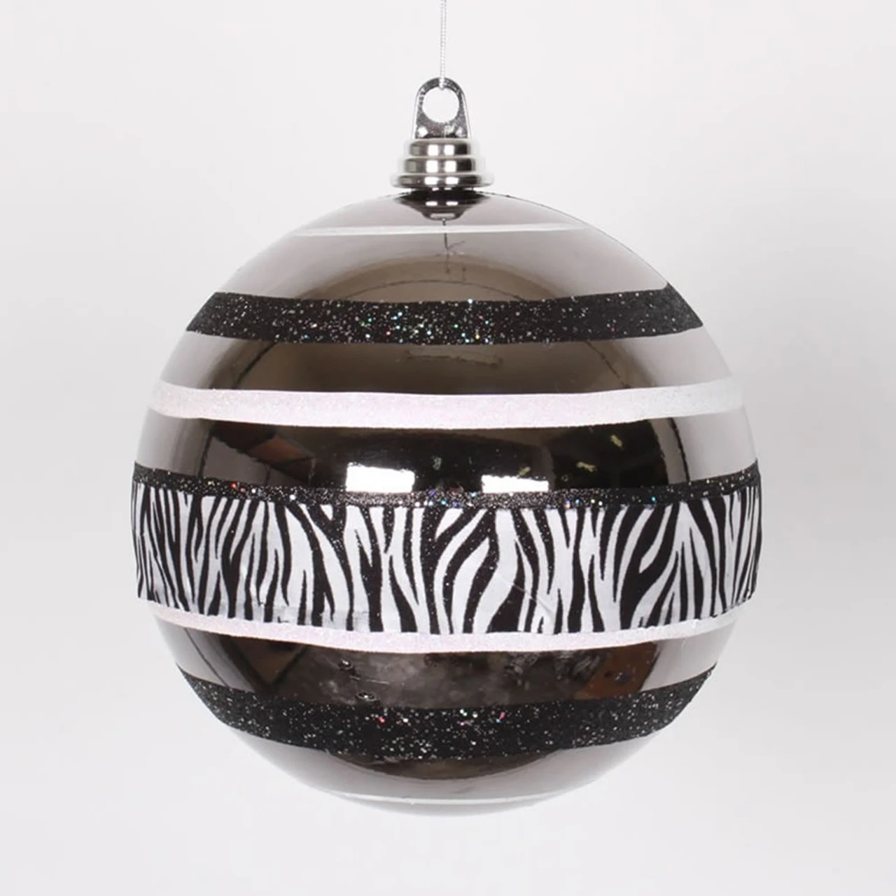 Black And White Zebra Print 2-Finish Shatterproof Christmas Ball Ornament 8" (200mm) 3 Black And White Zebra Print 2-Finish Shatterproof Christmas Ball Ornament 8" (200mm)
