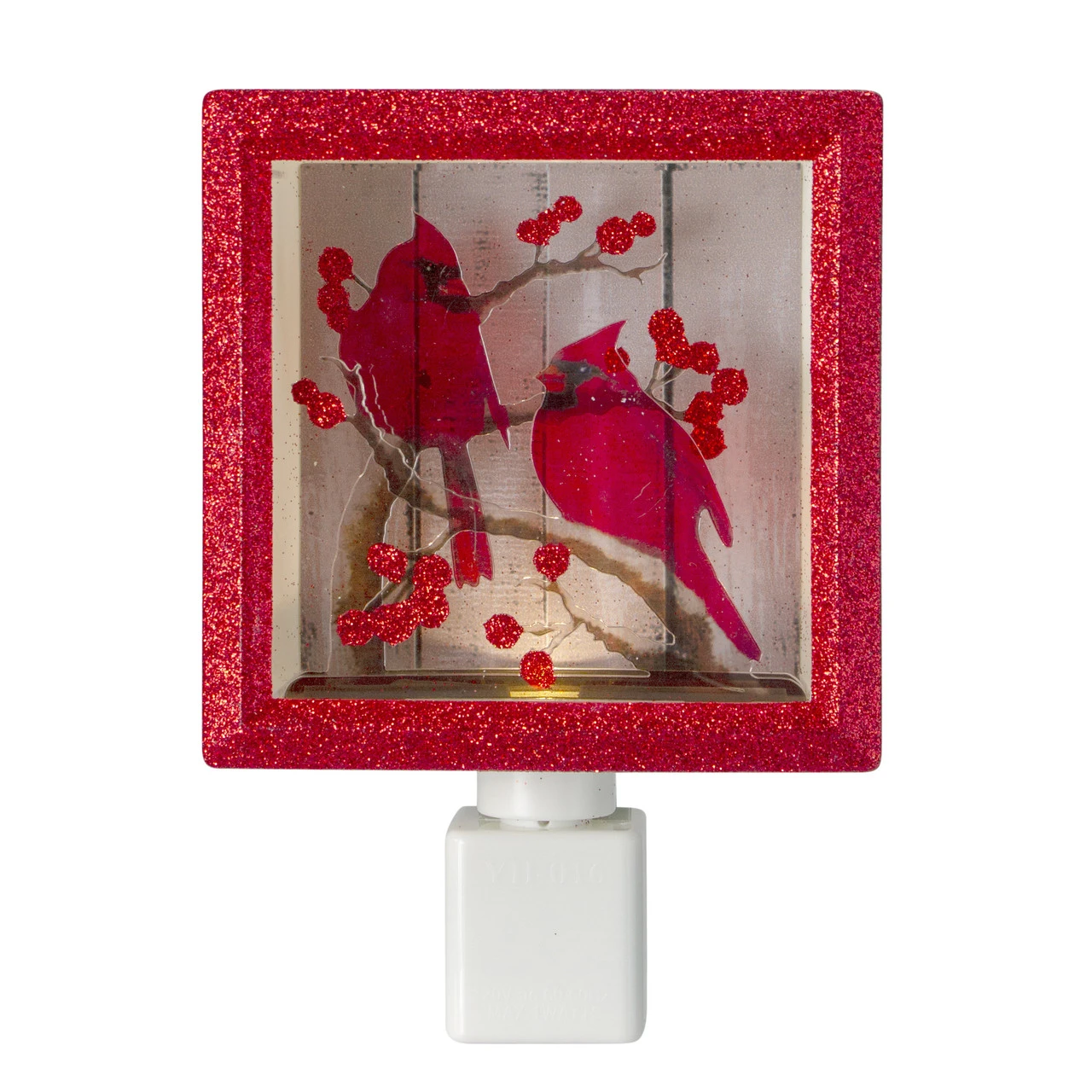 6" Red And Brown Glitter Cardinal Christmas Night Light 3 6" Red And Brown Glitter Cardinal Christmas Night Light