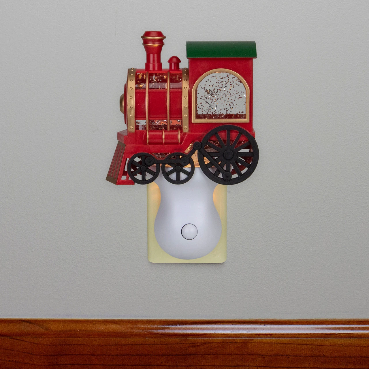 6.5" Red, Green And Gold Glitter Bubble Lamp Christmas Train Night Light 4 6.5" Red, Green And Gold Glitter Bubble Lamp Christmas Train Night Light - Image 2