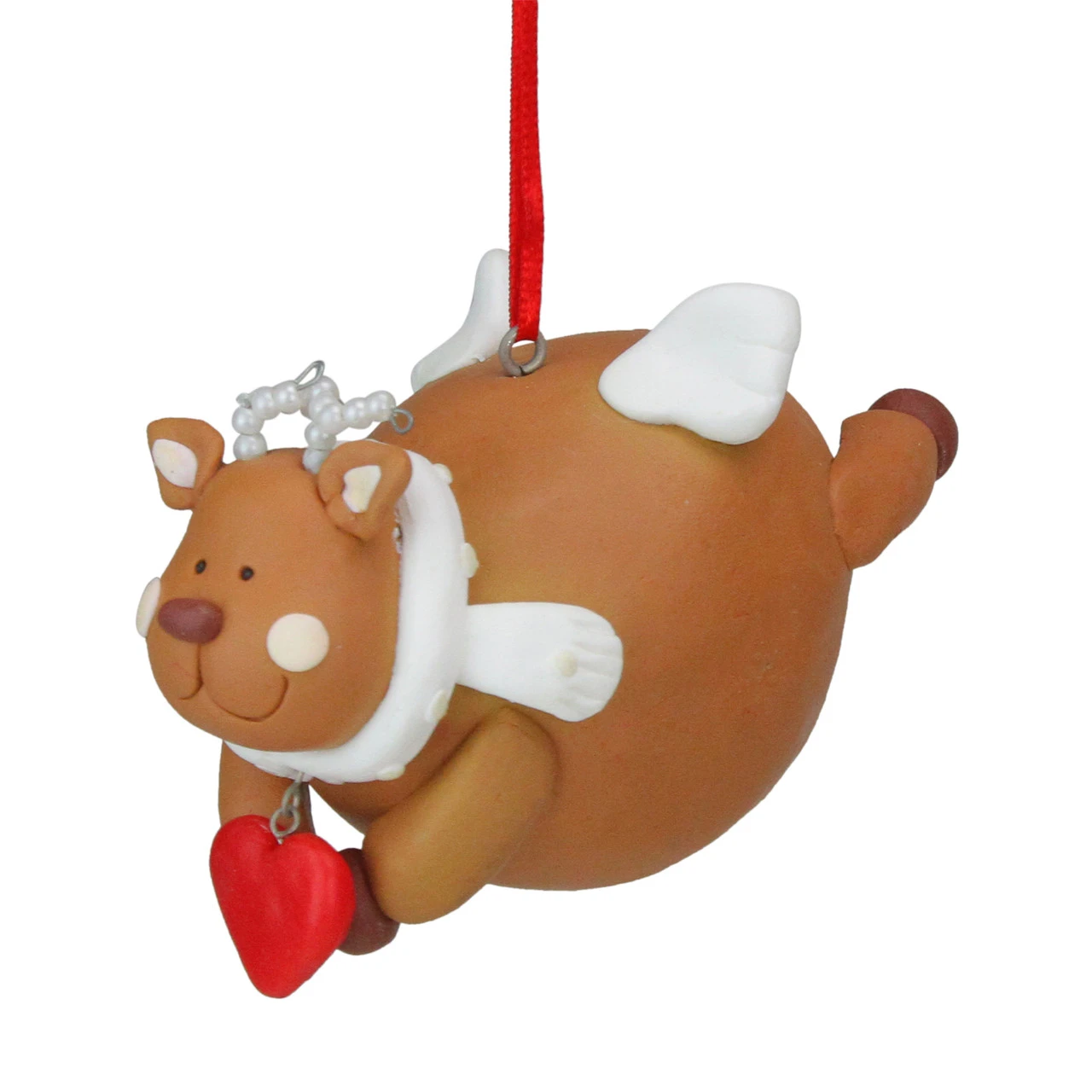Club Pack Of 12 Brown And White Chubby Reindeer Angel Christmas Ornaments 4" 4 Club Pack Of 12 Brown And White Chubby Reindeer Angel Christmas Ornaments 4" - Image 2