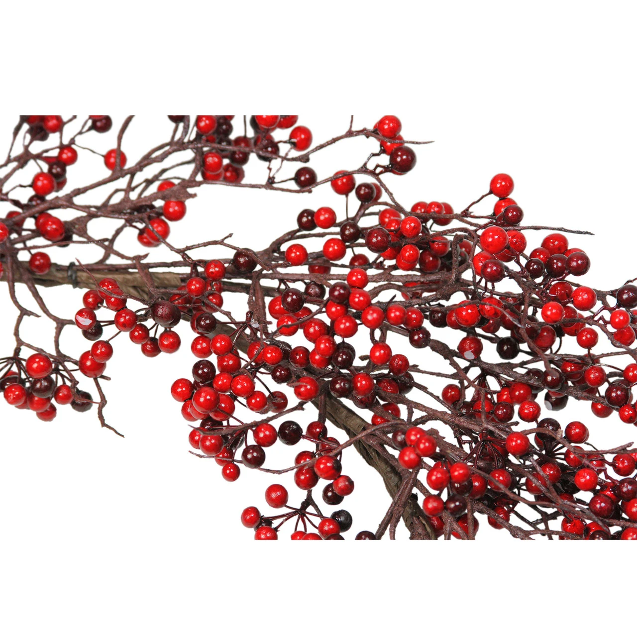 24" Autumn Harvest Red And Burgundy Currant Berry Artificial Wreath - Unlit 4 24" Autumn Harvest Red And Burgundy Currant Berry Artificial Wreath - Unlit - Image 2