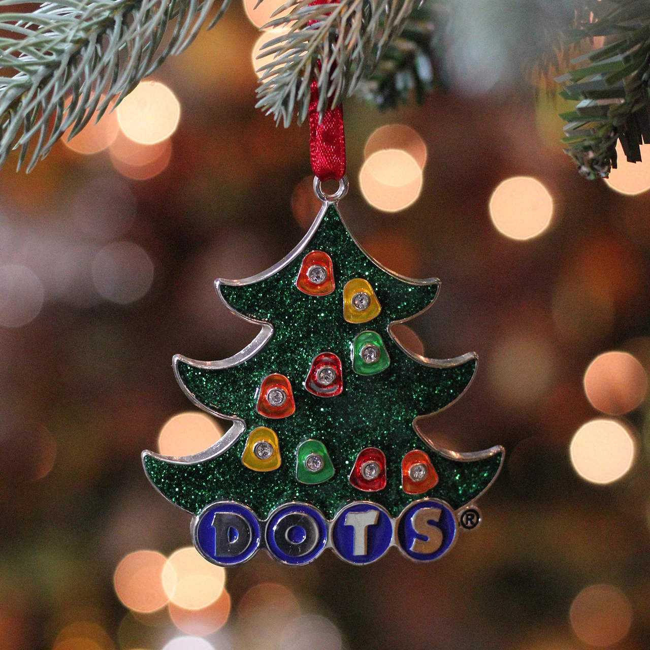 3" Silver Plated DOTS Candy Logo Christmas Tree Ornament With European Crystals 5 3" Silver Plated DOTS Candy Logo Christmas Tree Ornament With European Crystals - Image 3