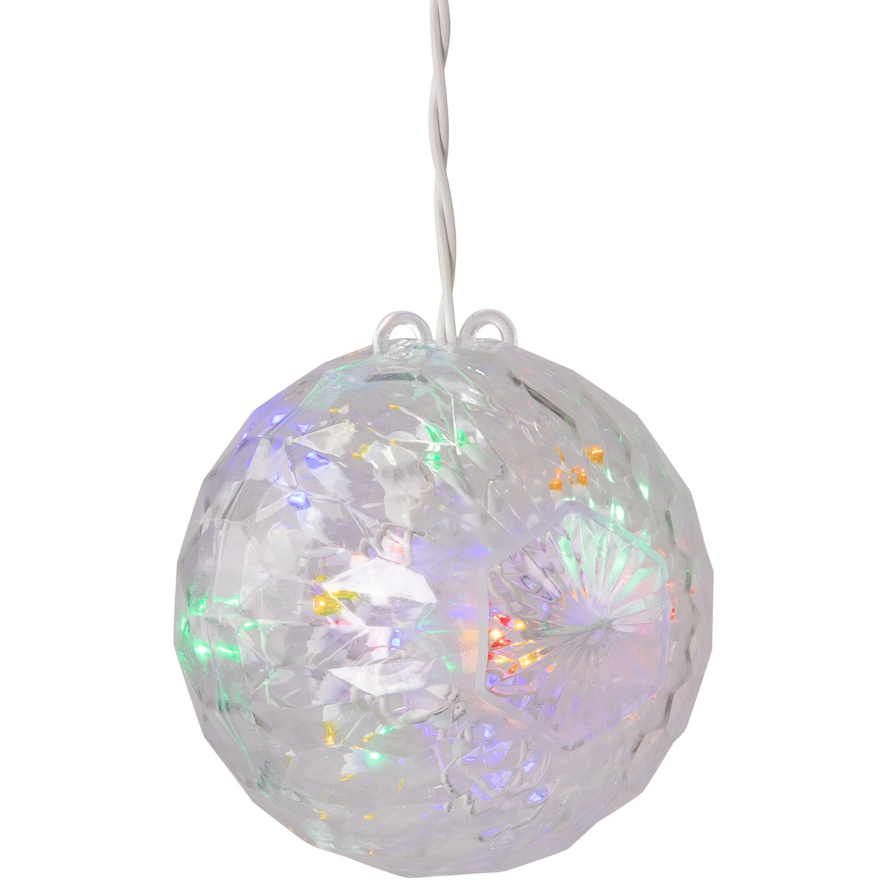 6" LED Lighted Multi-Color Hanging Crystal Sphere Outdoor Christmas Decoration 6 6" LED Lighted Multi-Color Hanging Crystal Sphere Outdoor Christmas Decoration - Image 4